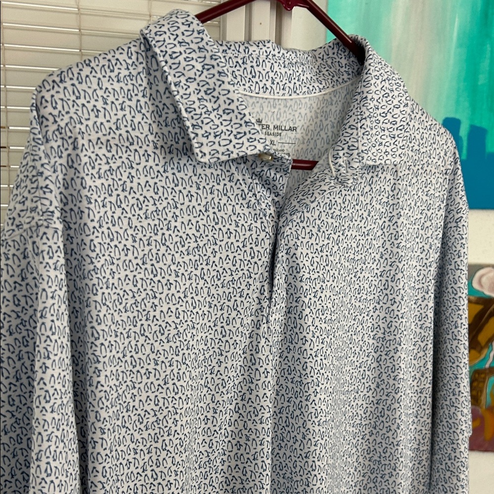 Peter Millar Seasidelight Gray Patterned Polo Shi… - image 3